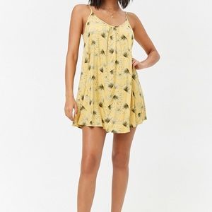 Boho Palm Print Mini Dress